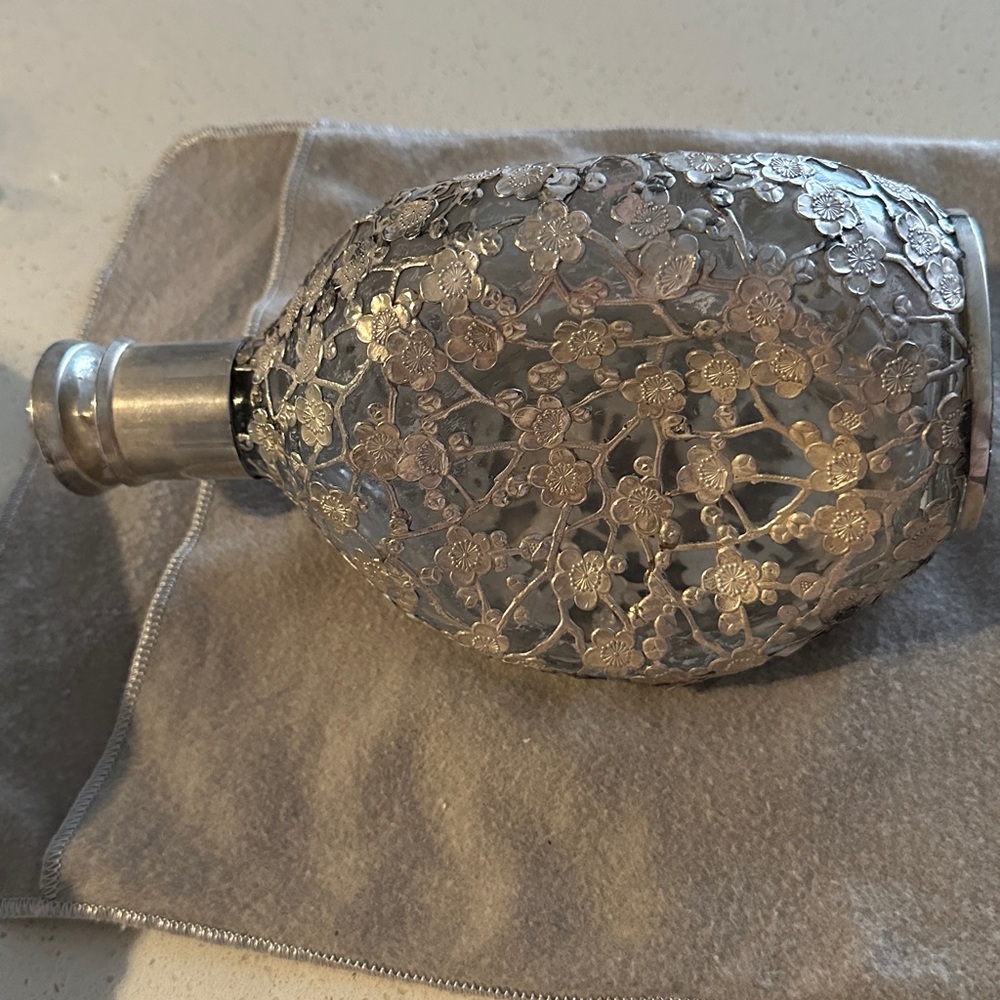 Silver Floral Embossed Decanter - Picture 2 of 15